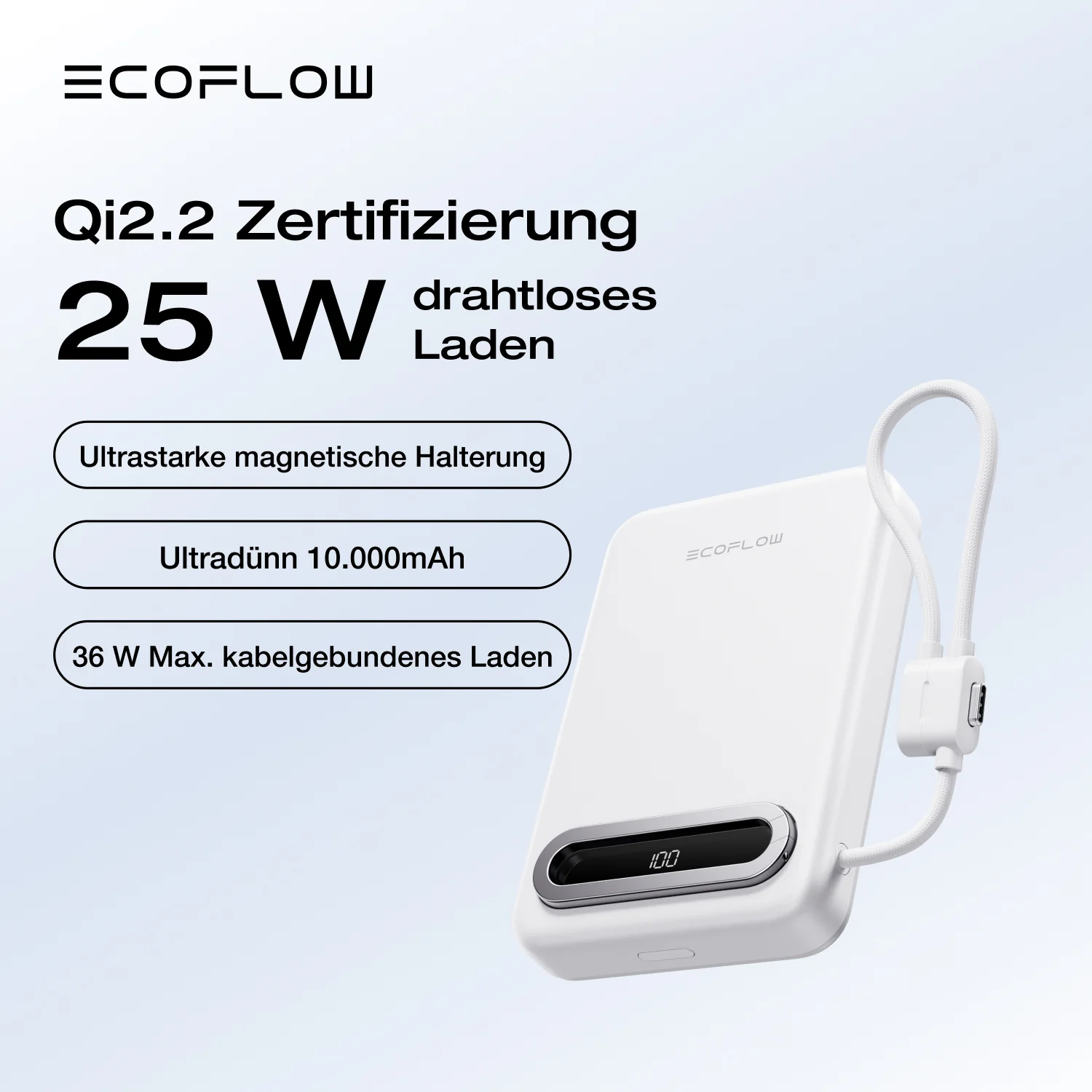 EcoFlow RAPID Mag Qi2.2 Powerbank (10.000 mAh, 25 W, integriertes USB-C Kabel) - Image 5