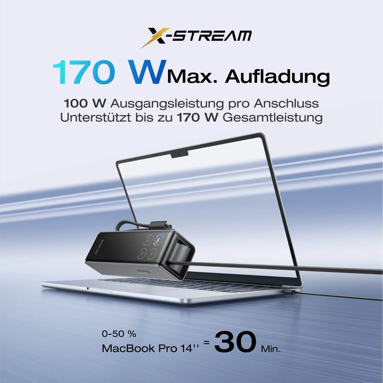 EcoFlow RAPID Powerbank (25 000 mAh, 170 W, Integriertes + Ausziehbares 100 W Kabel) - Image 6