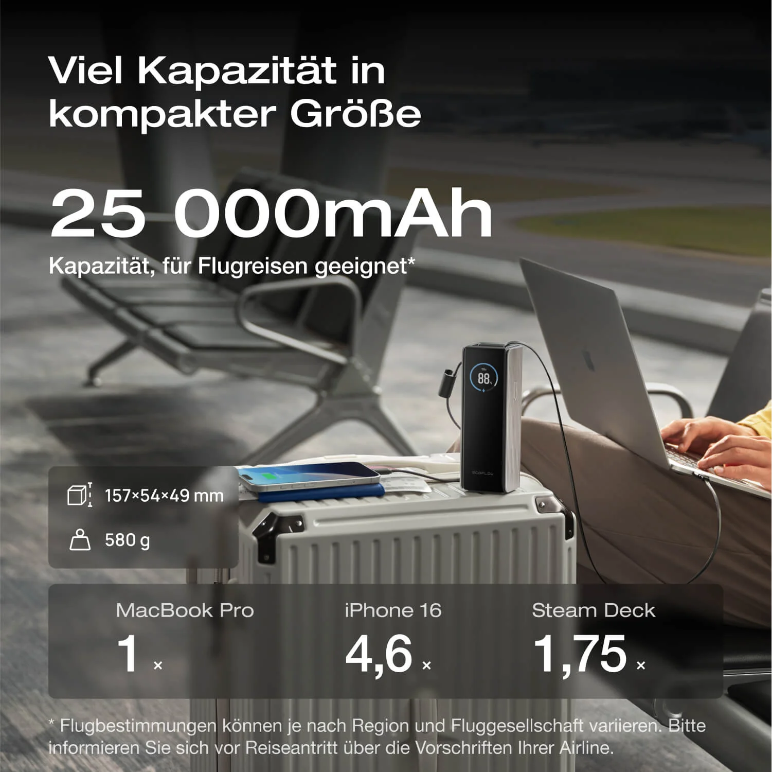 EcoFlow RAPID Powerbank (25 000 mAh, 170 W, Integriertes + Ausziehbares 100 W Kabel) - Image 9