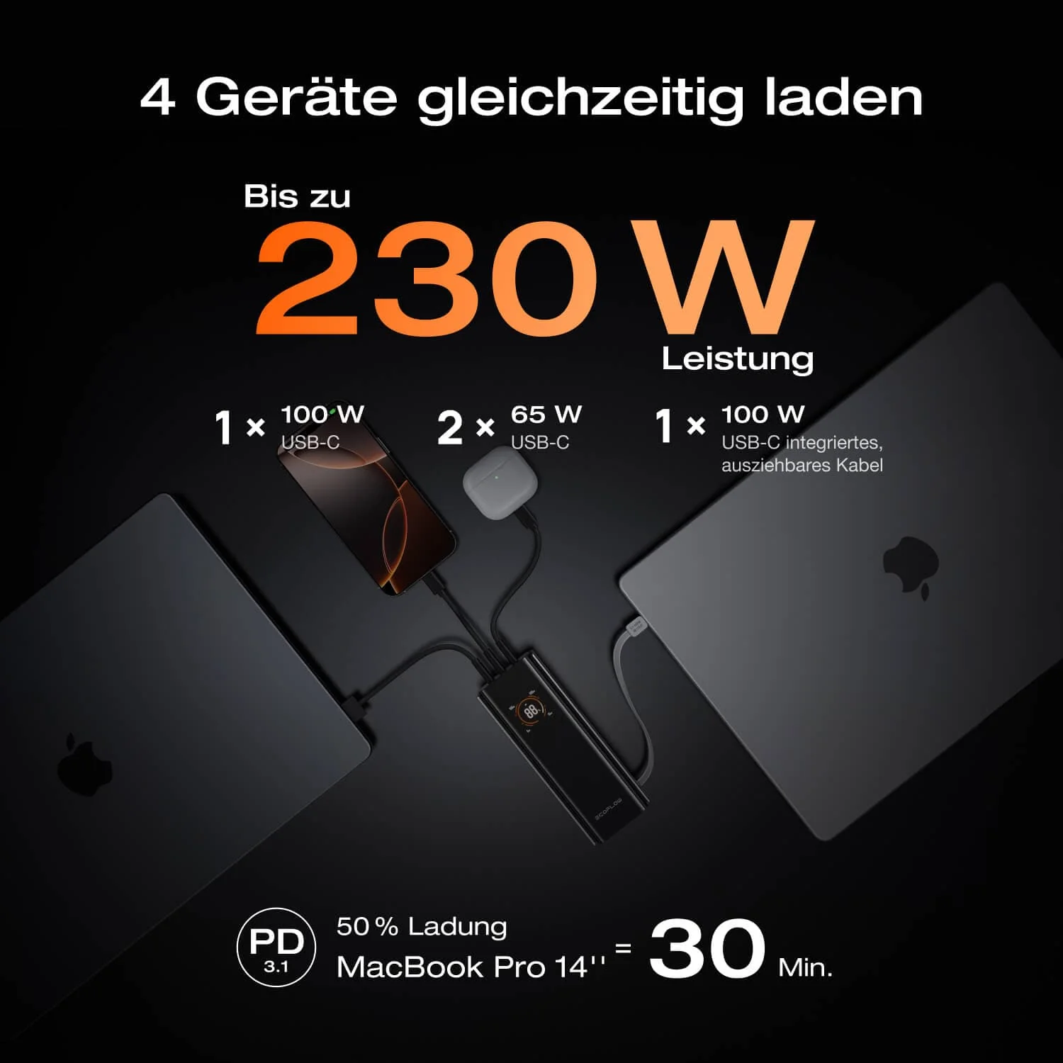 EcoFlow RAPID Pro Powerbank (20 000mAh, 230W, Integriertes 100W Kabel) - Image 4